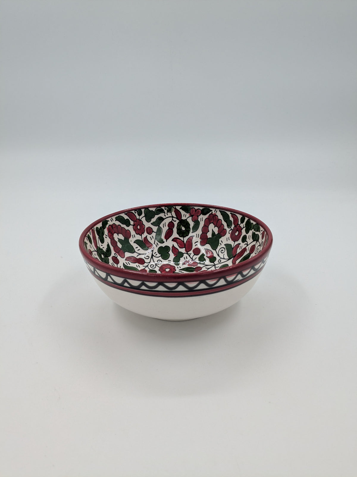 Skål 12 cm - bordeaux/grøn