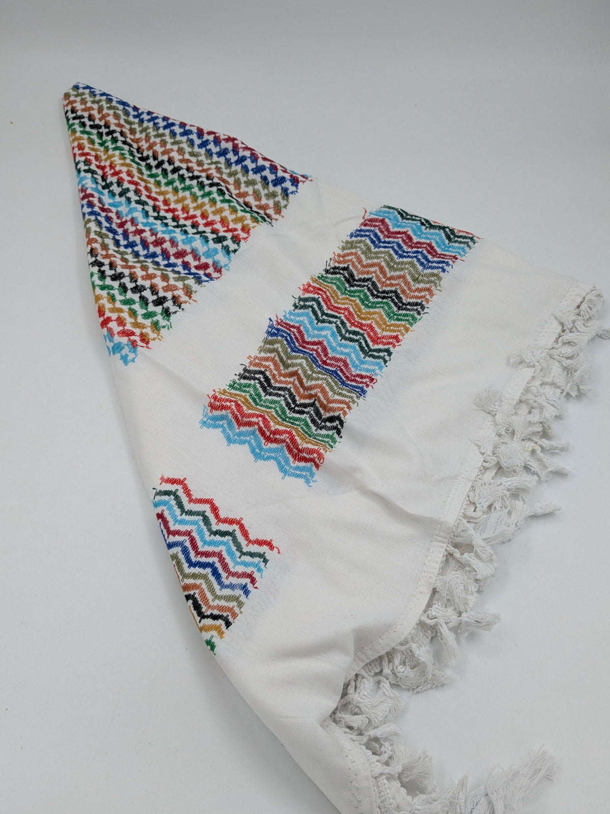 Authentique kuffiyeh Hirbawi-blanc/multicolore