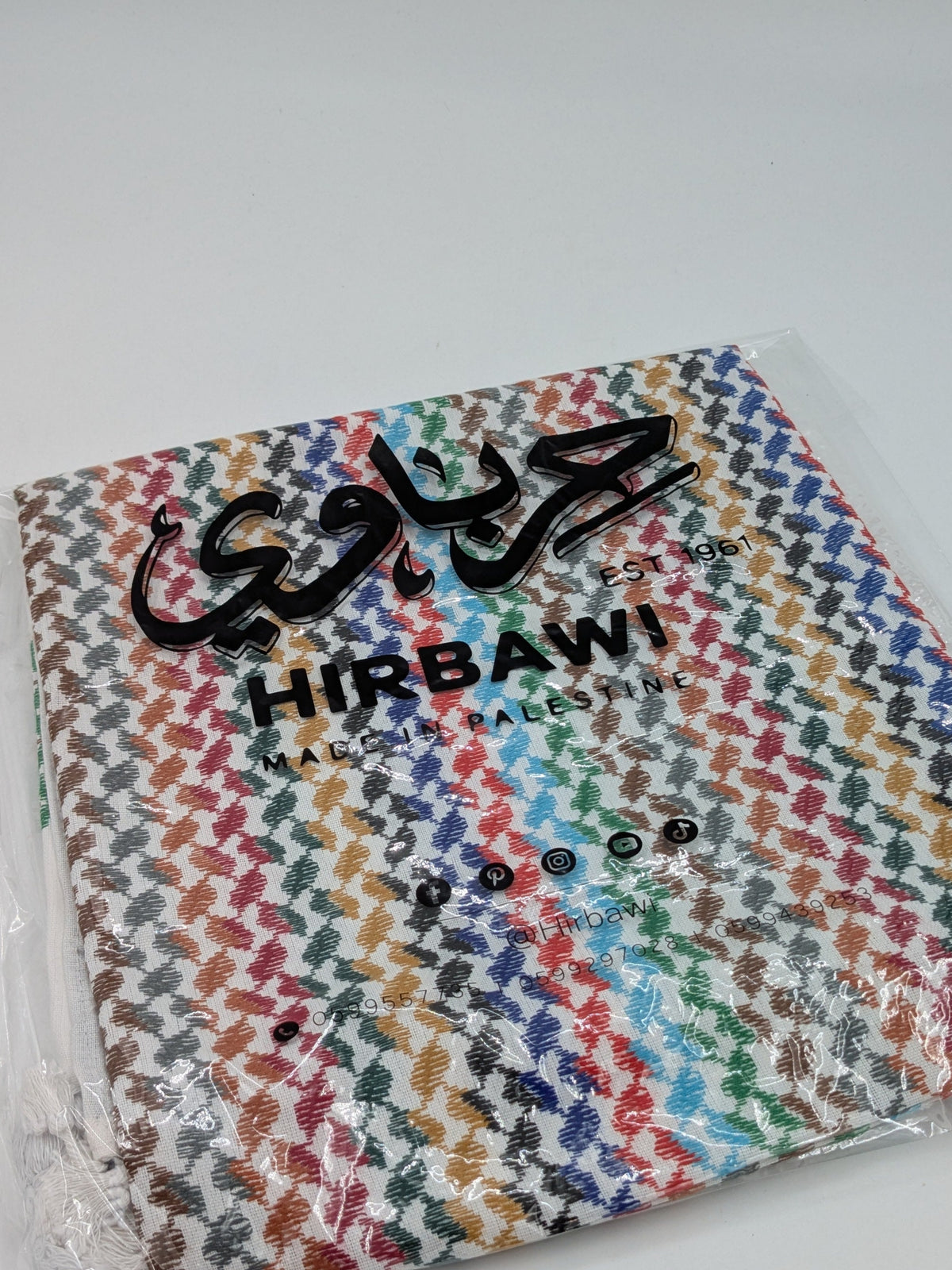 Authentique kuffiyeh Hirbawi-blanc/multicolore