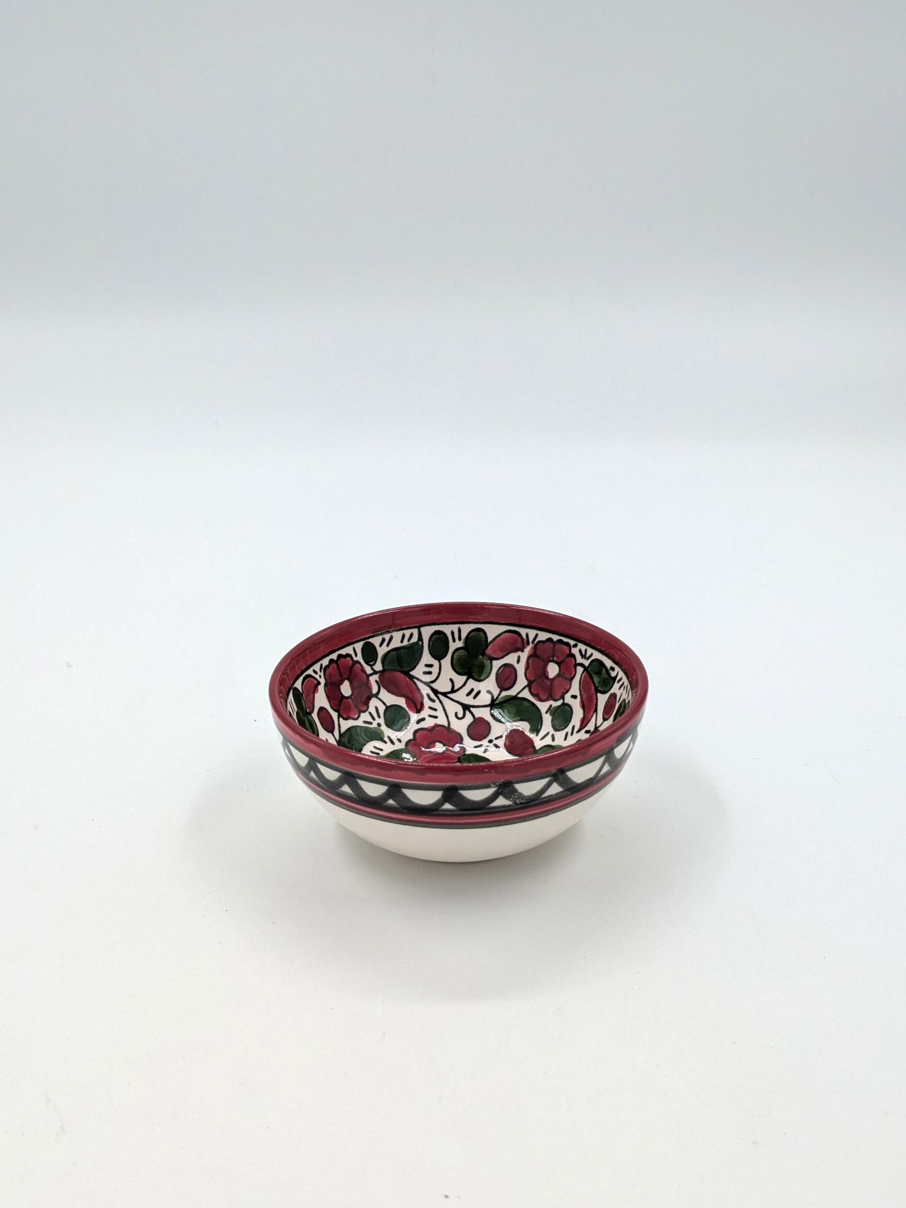 Skål 9 cm - bordeaux/grøn