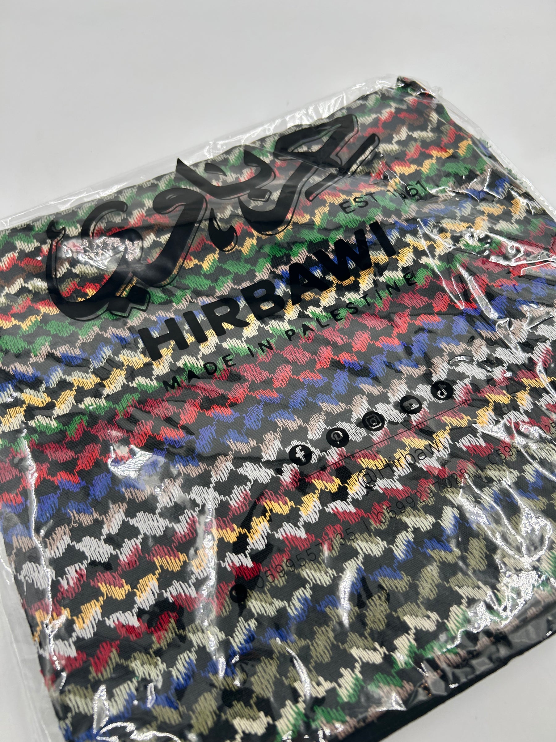 Authentique kuffiyeh Hirbawi-noir/multicolore
