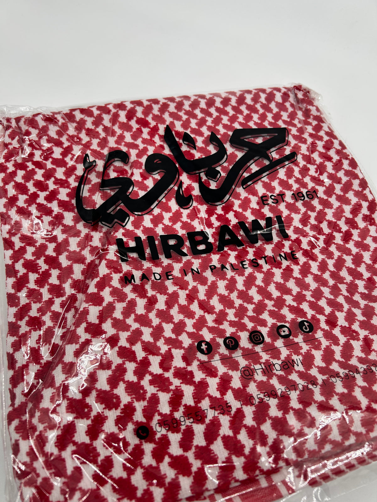 Auténtico kuffiyeh Hirbawi - rojo/blanco