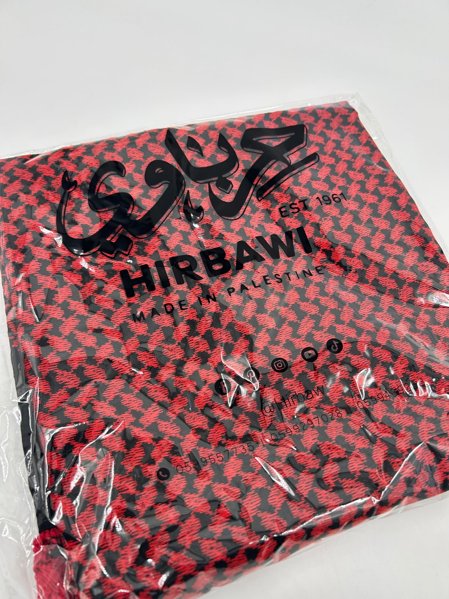 Authentieke Hirbawi kuffiyeh - donkerrood
