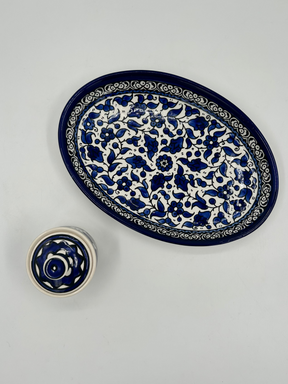 Große Servierschale und Glas mit Deckel – Königsblau