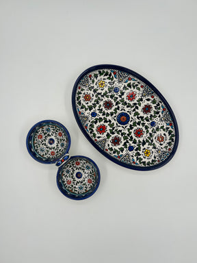 Geschenkbundel in Rammallah veelkleurig ontwerp - Handgemaakt schaaltje en zout/peperstel met handvat