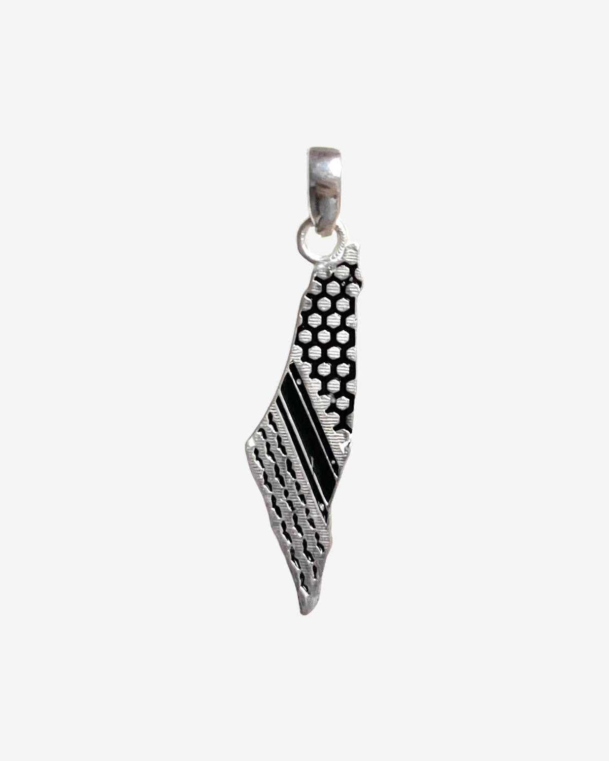Palästina-Kartenanhänger mit Kette in Silber