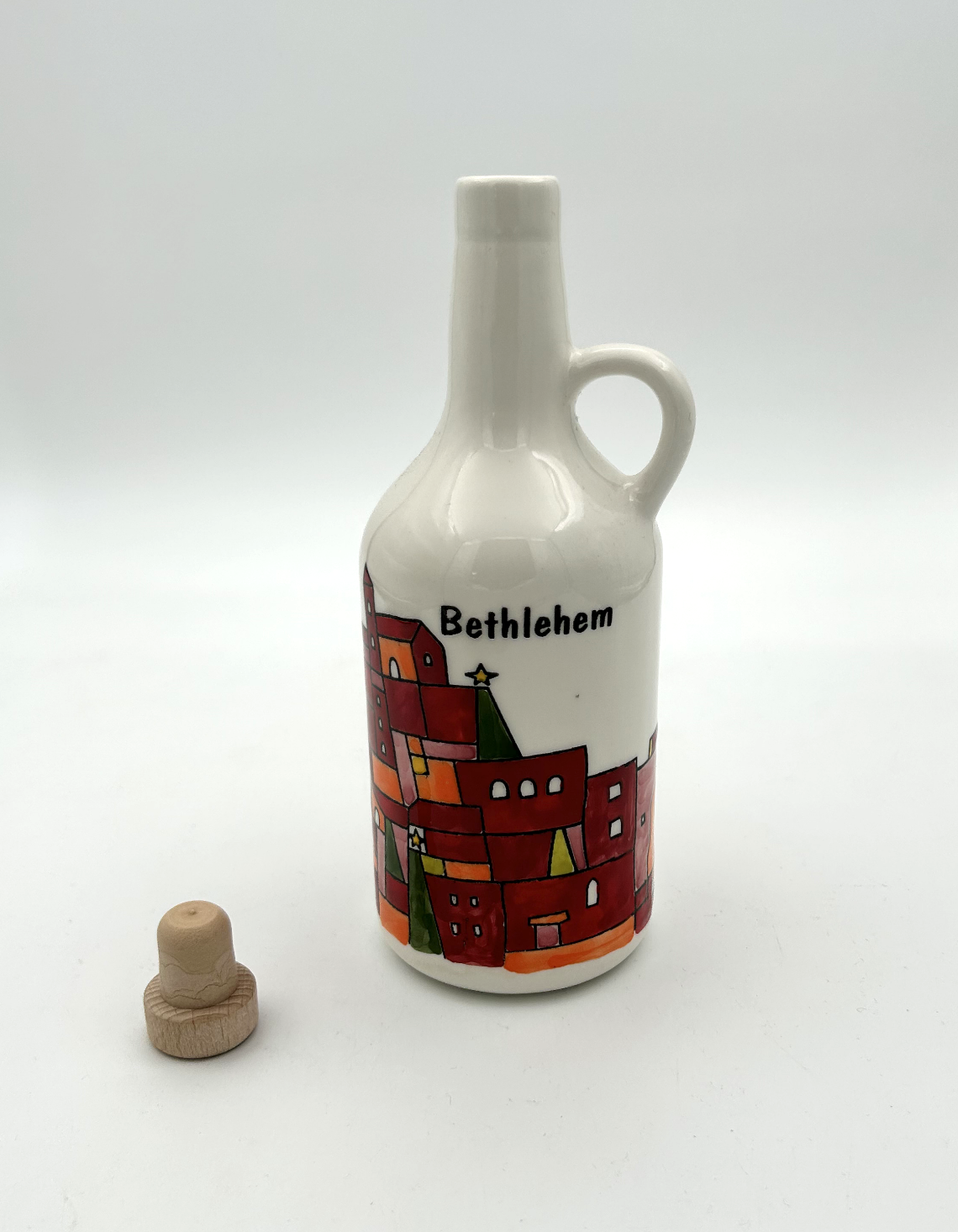 Håndmalet keramisk olivenolieflaske