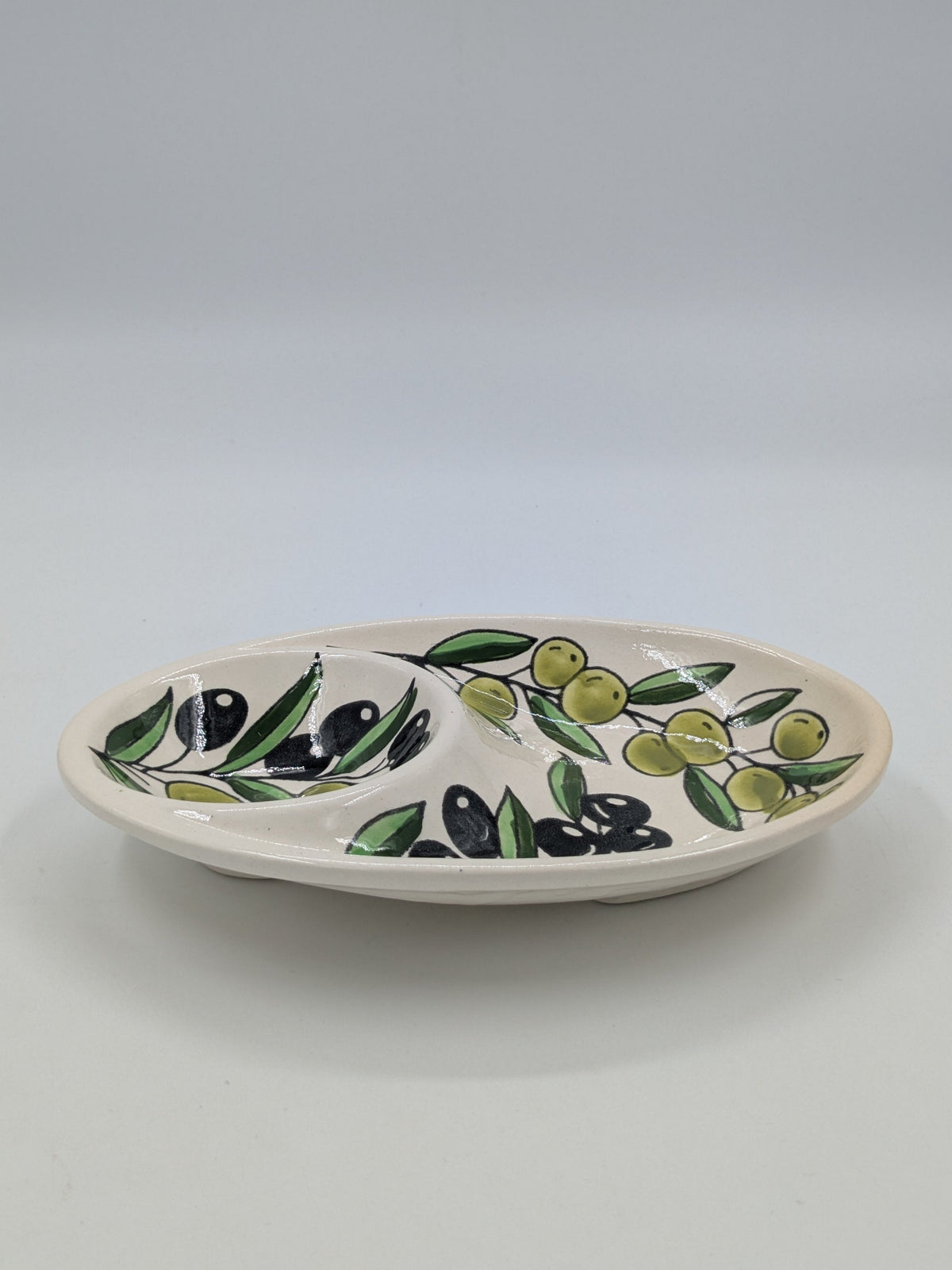 Dipschale mit 2 Fächern - Olive