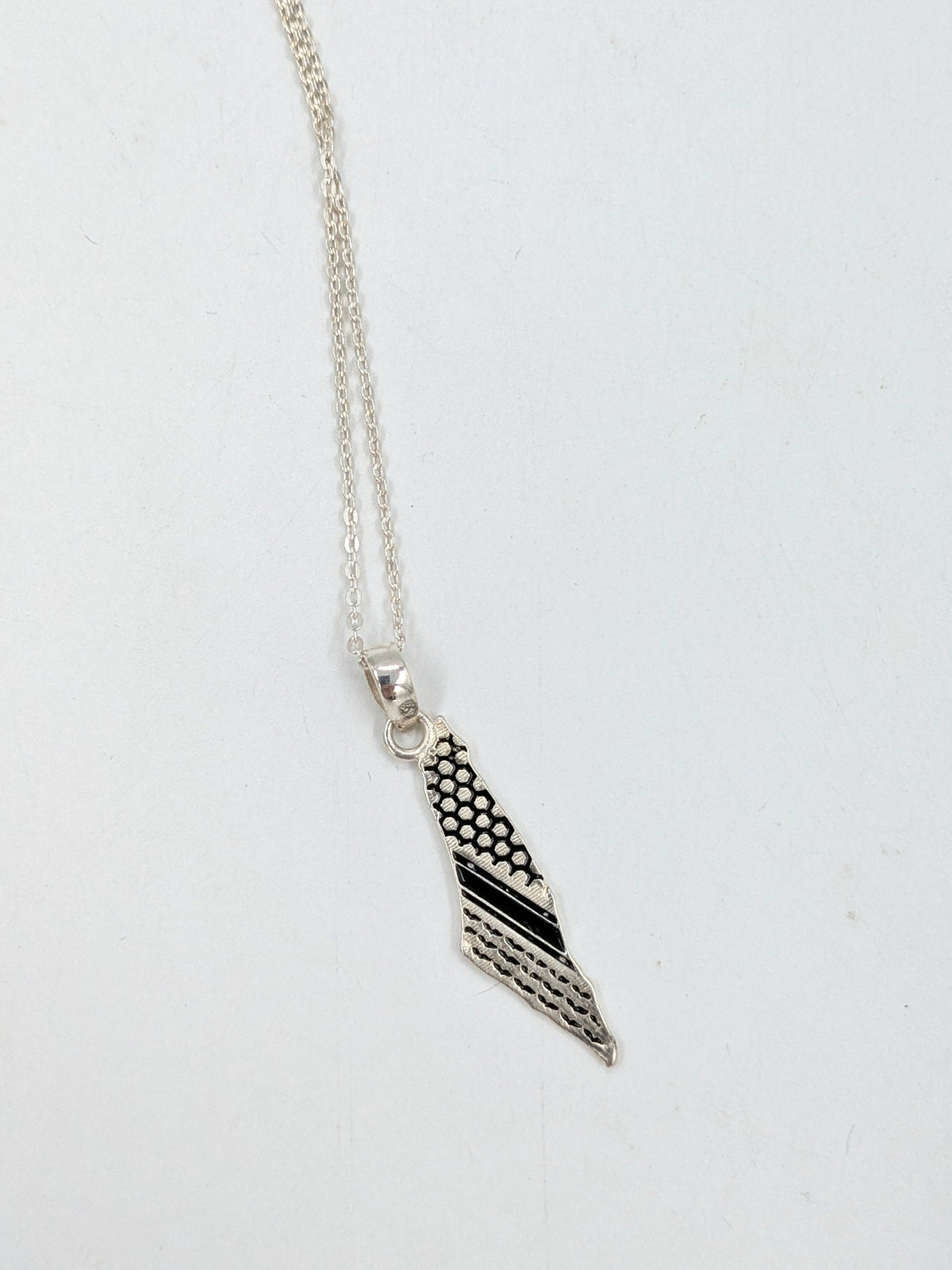 Palästina-Kartenanhänger mit Kette in Silber